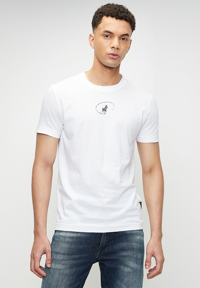 Polo Metallic Logo Mens T-Shirts  In White