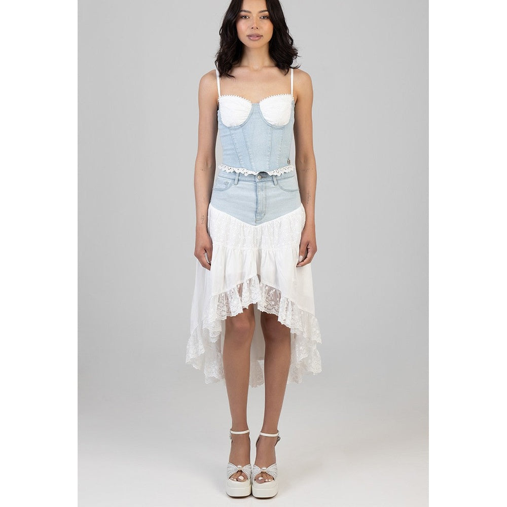 Sissy Boy Boy Aimee High Low Denim Skirt In Light Vintage