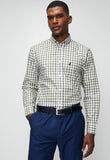 Polo Mens Long Sleeve Gingham Check Shirt In Fatigue And Blue