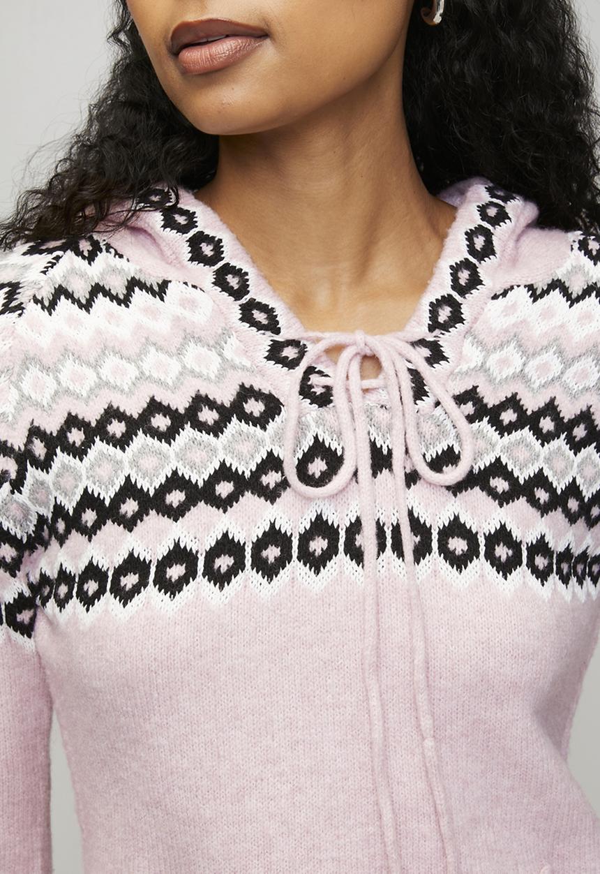 Mandi Womens Scoop Hem Hooded Sweater In Pink