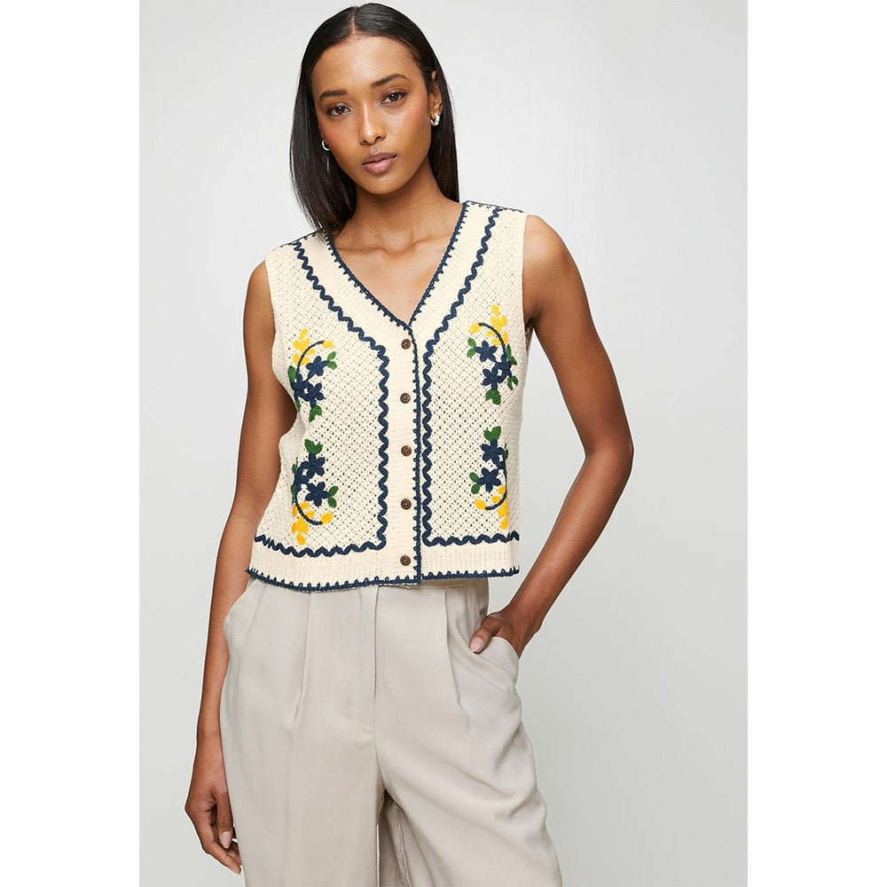 Mandi Womens Sleeveless Knitted Vest Top In Natural Multi