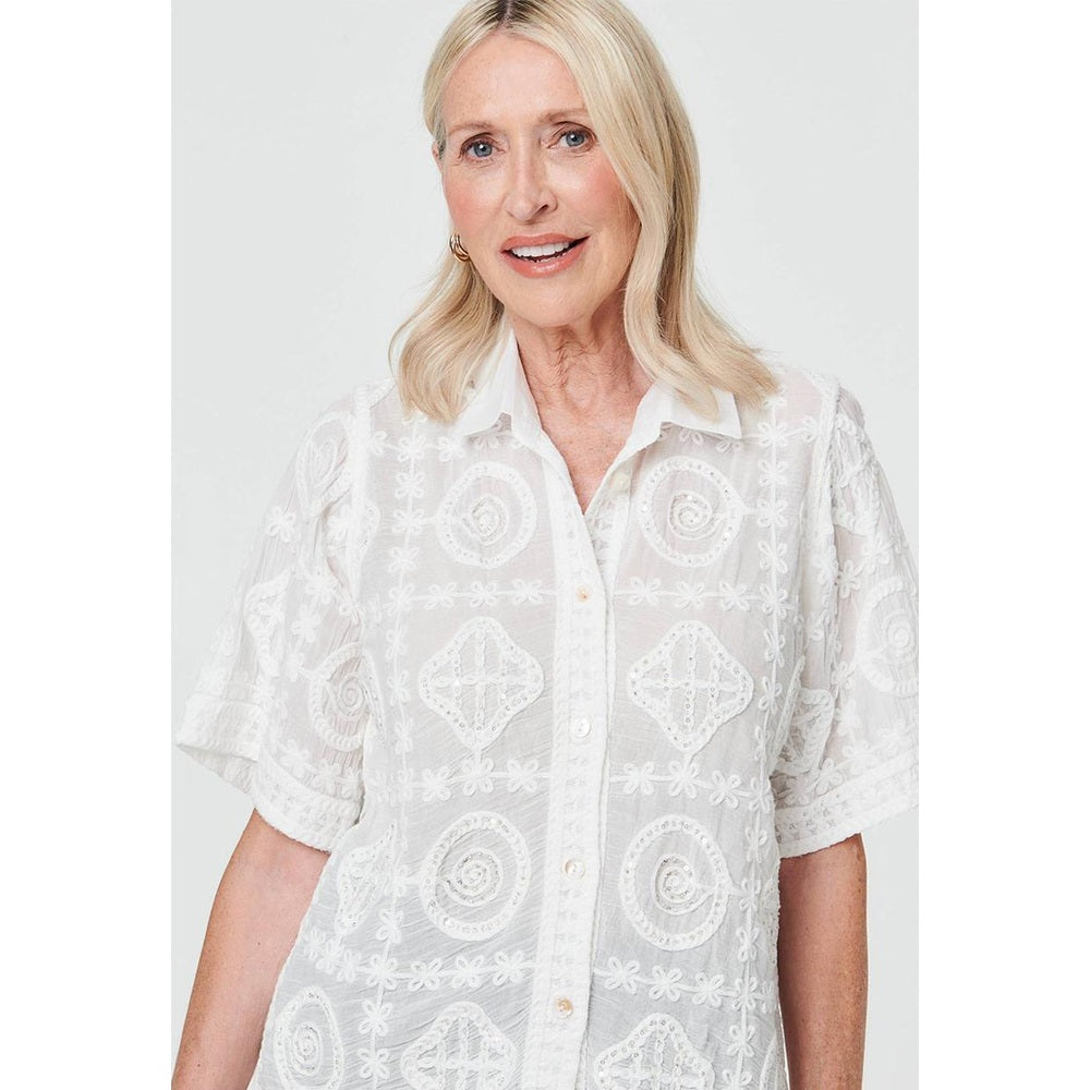 Stella Morgan Ladies Embroidered Shirt In White