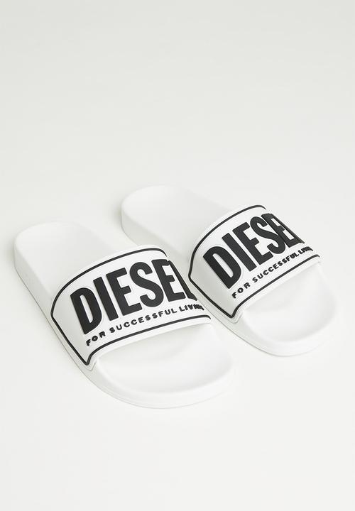 Diesel Womens White/Black Sa-Mayemi Cc Sandals