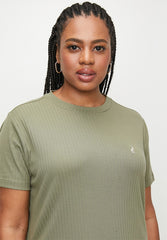 Polo Wmn Lucy Ss Casual Rib Dress Olive