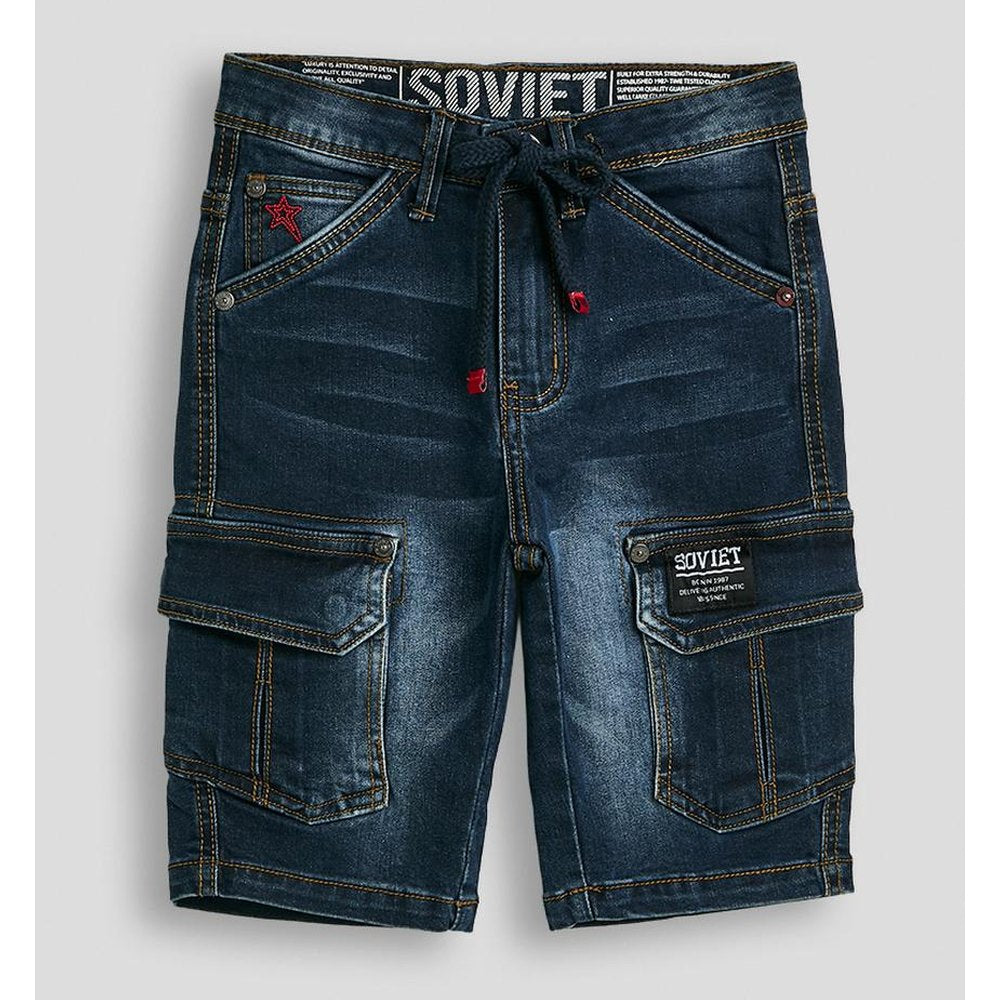 Soviet Boys Mighty Fashion Denim Cargo Short In Indigo