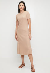 Polo Wmn Lucy Ss Casual Rib Dress Camel