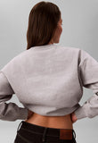 Calvin Klein Ladies Foil Monologo French Terry Relaxed Sweatshirt In Grey