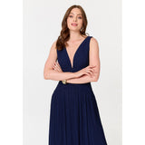 Stella Morgan Ladies Pleated Dress In Navy