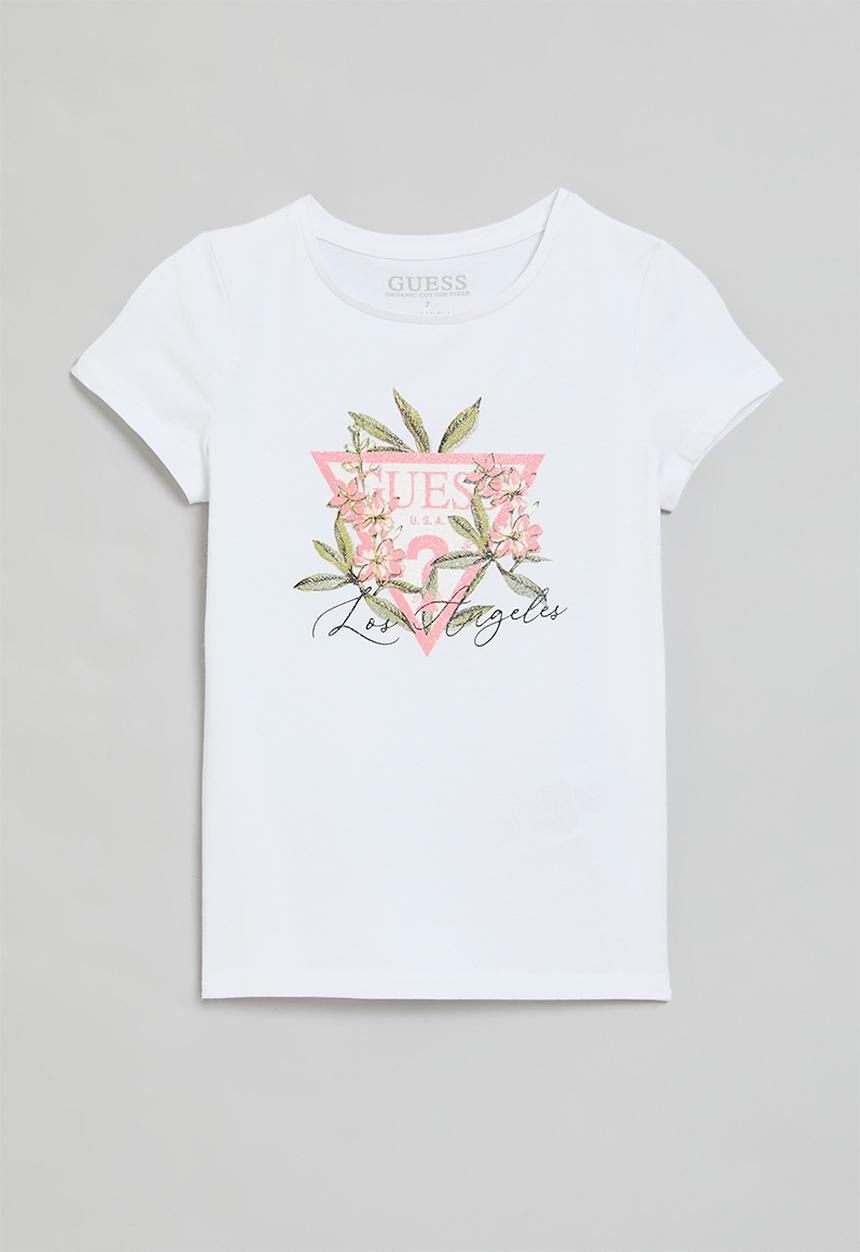 Guess Girls T-Shirt In White & Pink