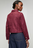 Stella Morgan Long Sleeve Snap Button Crop Faux Suede Jacket In Purple