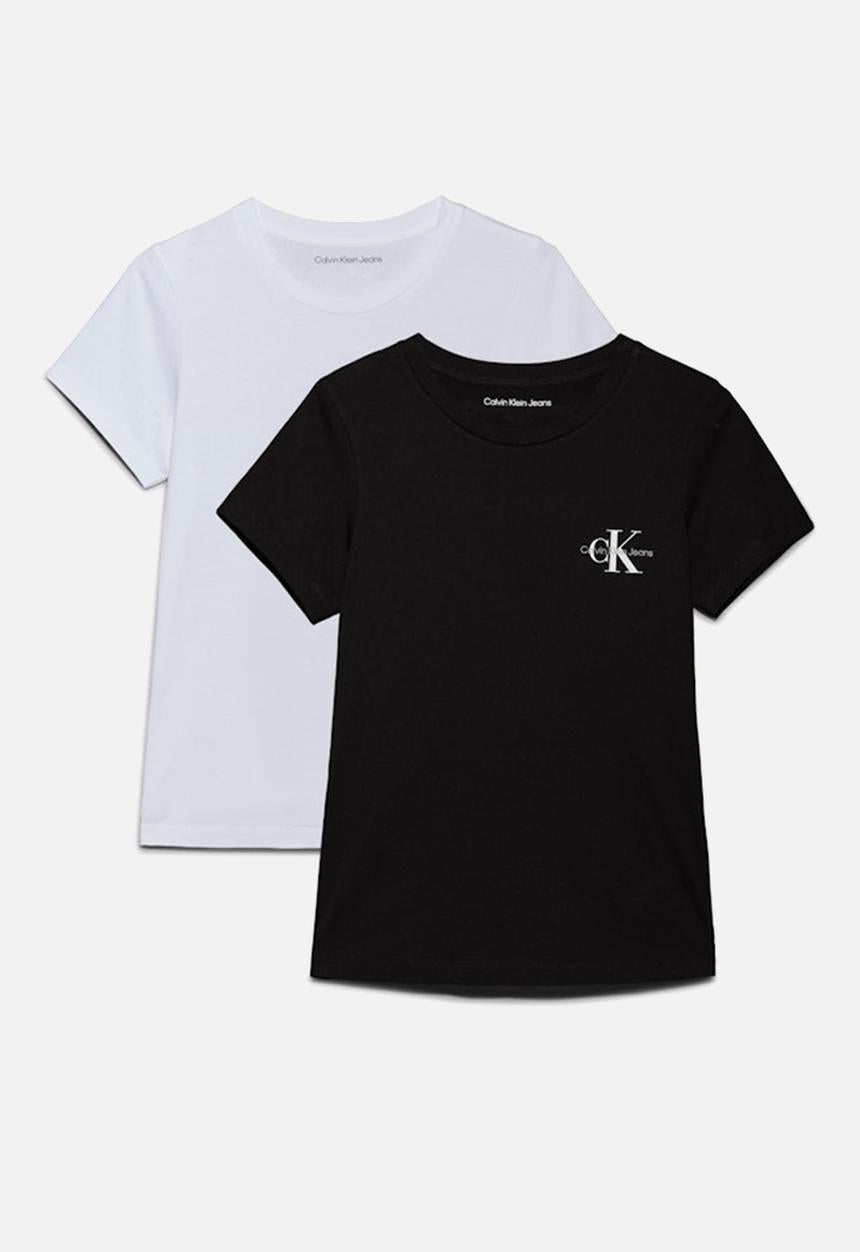 Calvin Klein Ladies 2 Pack Monologo T-Shirt In Black & White