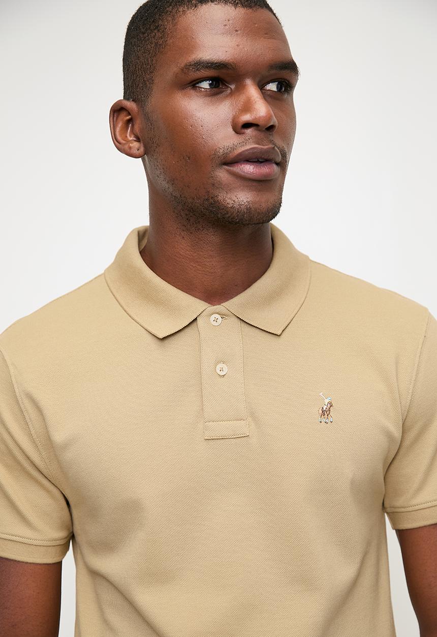 Polo Mens Essential Pique Golfer In Stone