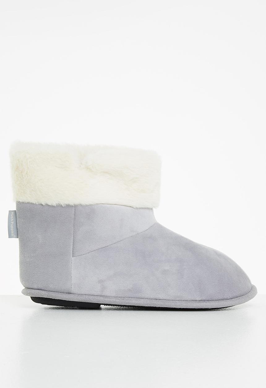 Hush Puppies Ladies Casa Slipper Boot In Grey Frost