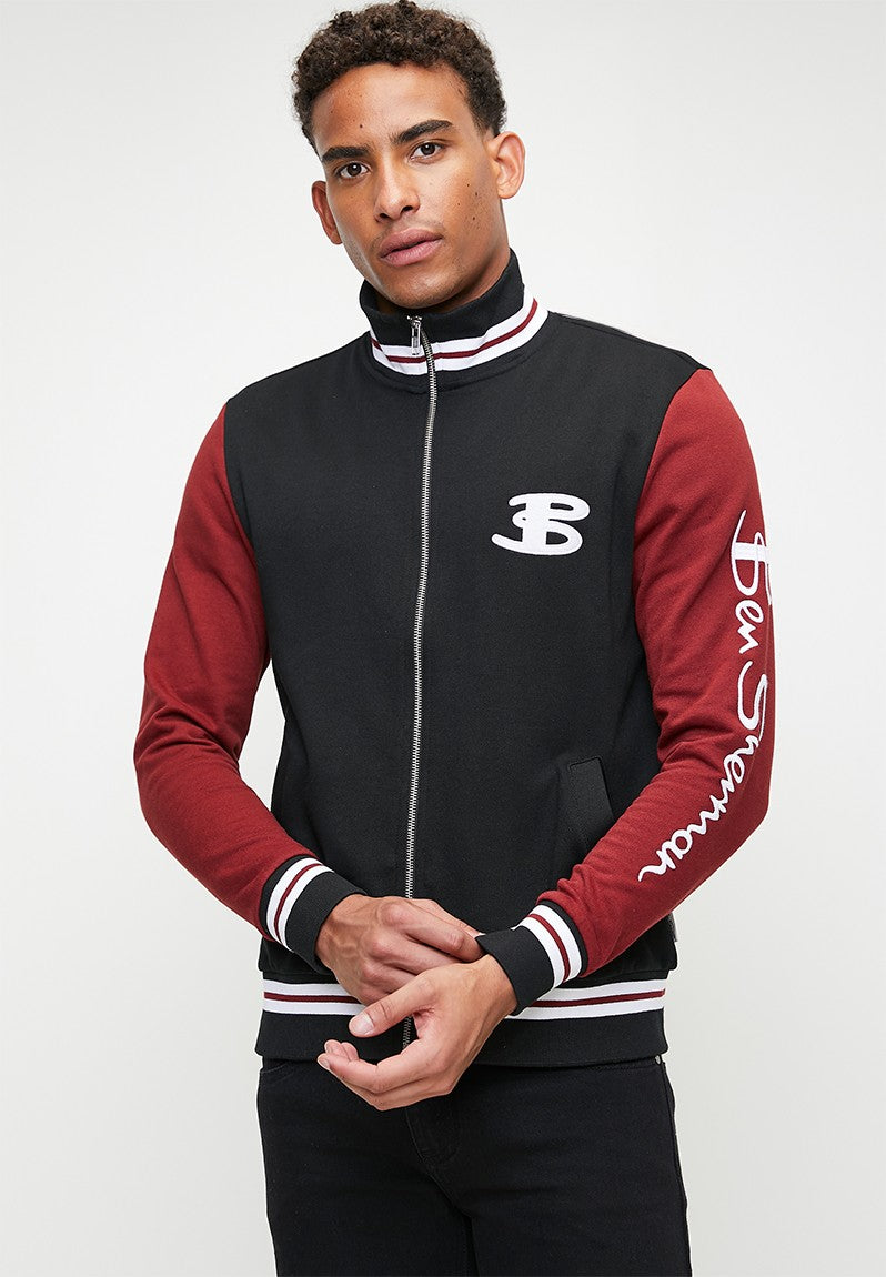 Ben Shereman Mens Black Varsity Bomber Jacket