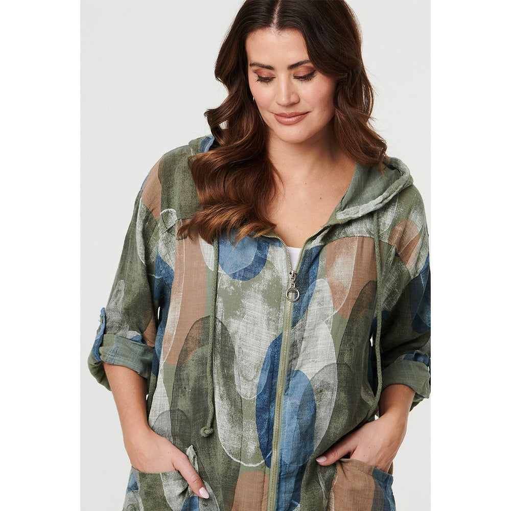 Izabel London Ladies Hooded Blouse In Khaki