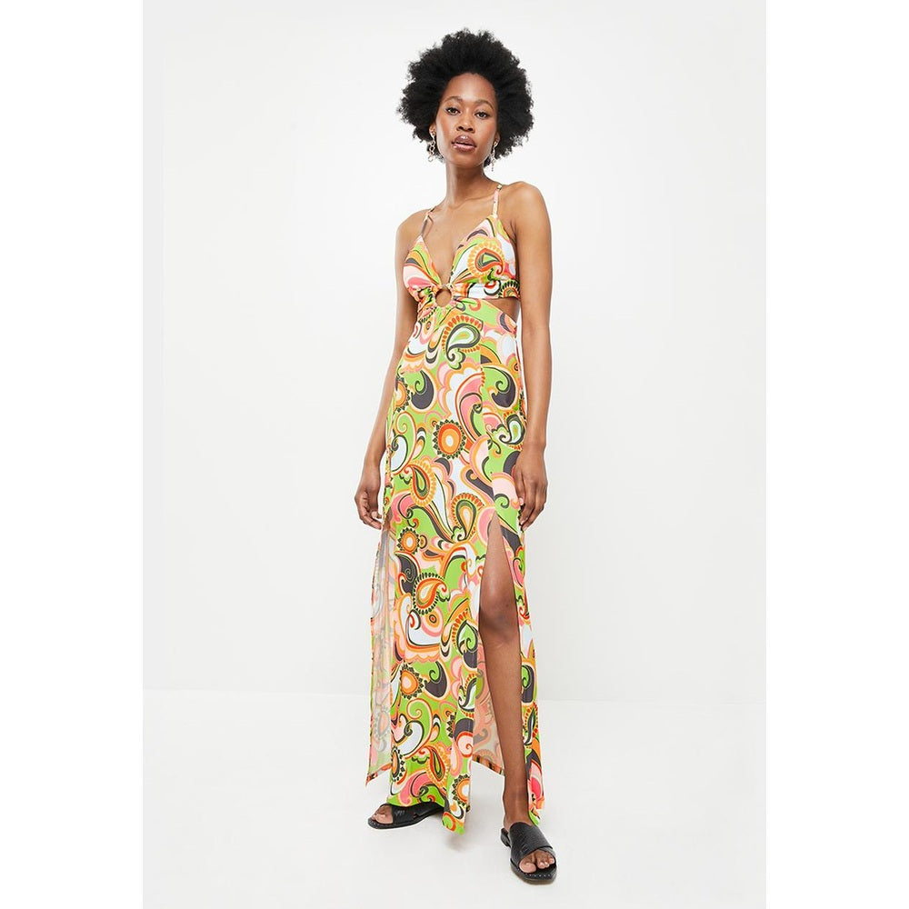 Sissy Boy Maxi With Ring Detail And Slits Dress In Multi