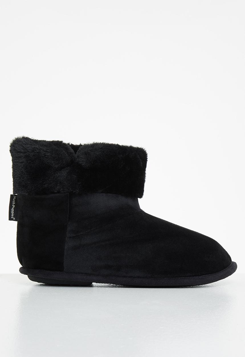 Hush Puppies Ladies Casa Slipper Boot In Black