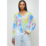 Mandi Viscose Blend Long Sleeve Neck Knitwear Top In Sky Blue