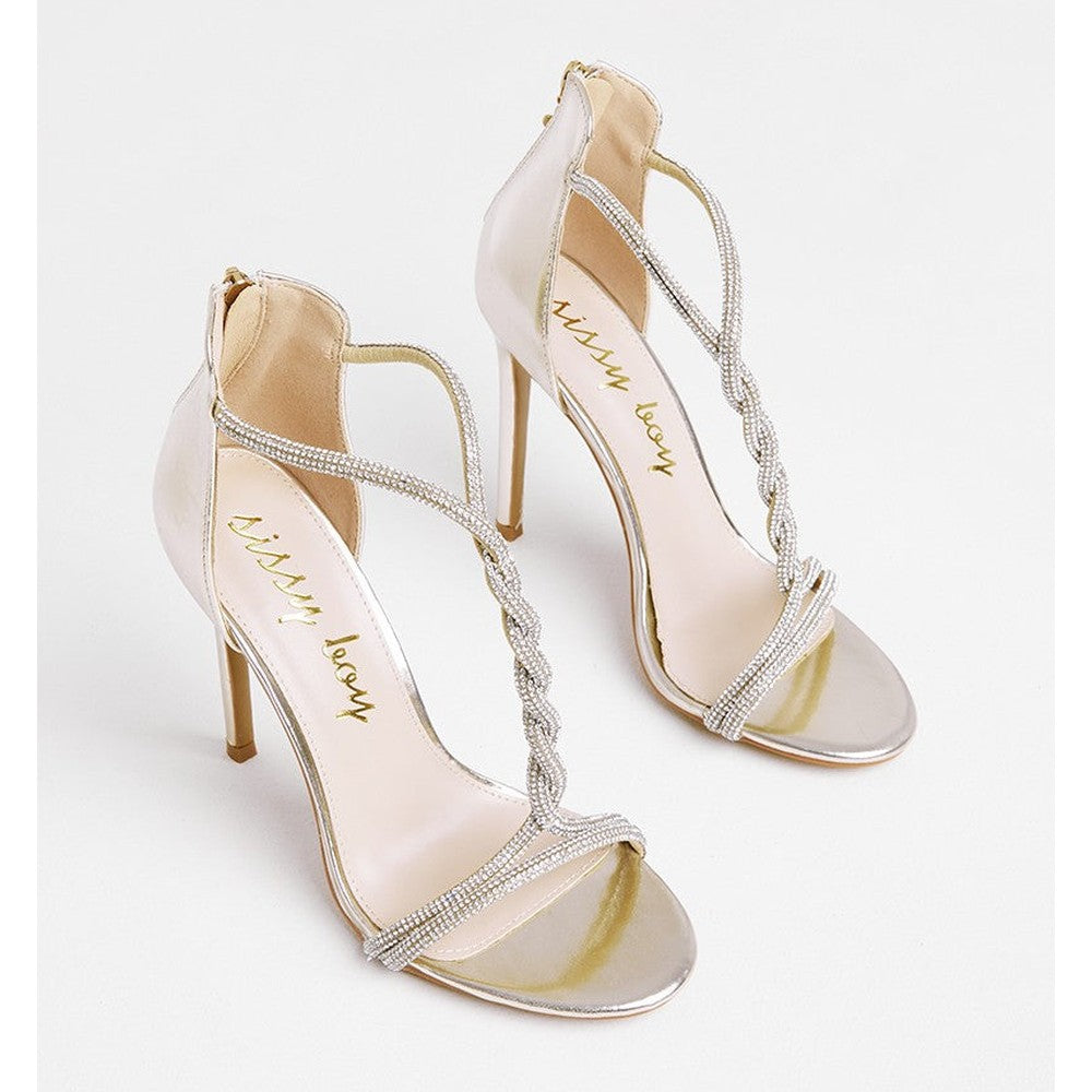 Sissy Boy Incoming Diamante Stiletto Heel In Gold