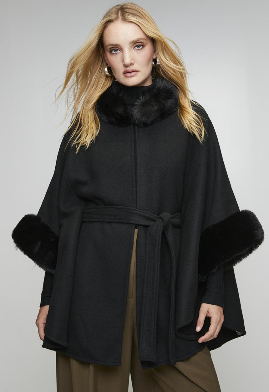Stella Morgan Womens Melton Poncho In Black