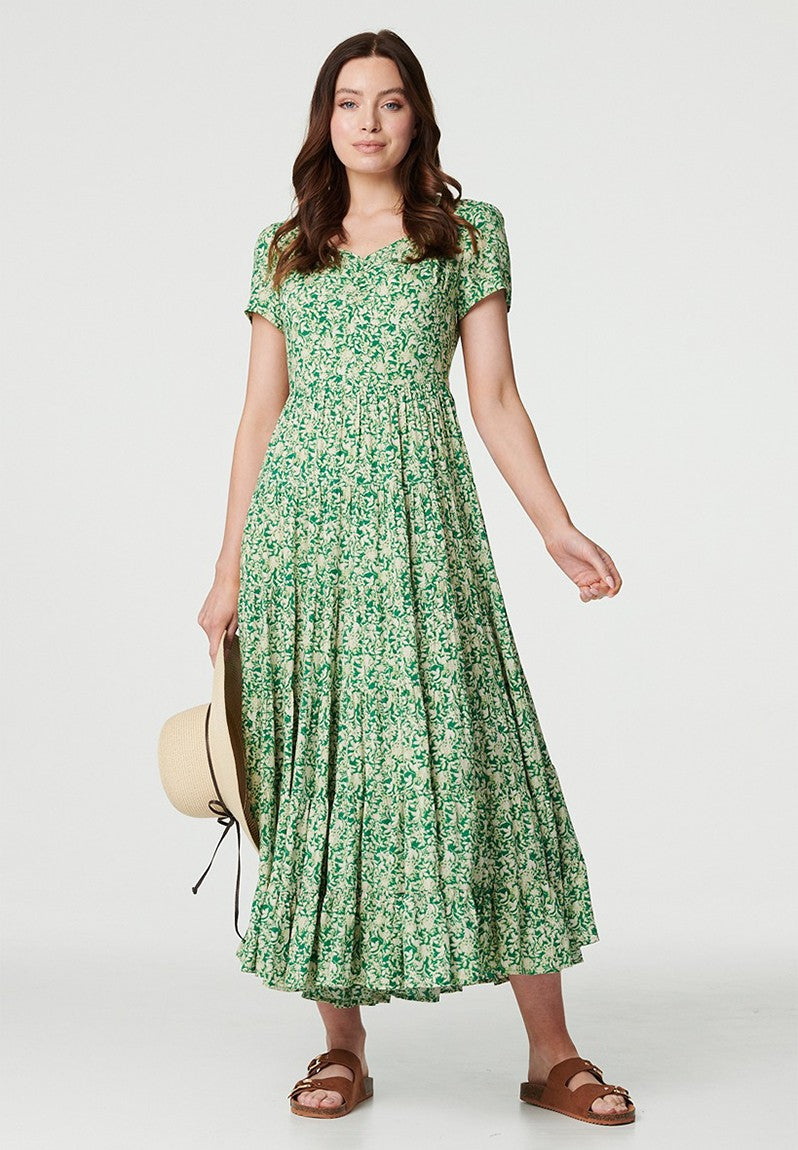Stella Morgan Cap Sleeve V-Neck With Gather In Green