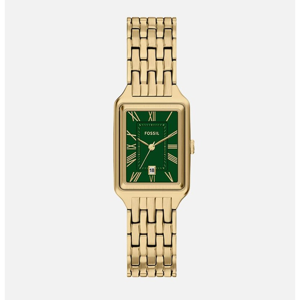 Fossil Womens Raquel Stainless Steel Watch In Gold/Green Dial