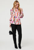 Stella Morgan Full Sleeve Printed Blouse In Multi Pink