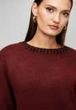 Stella Morgan Long Sleeve Crew Neck Melange Yarn In Red