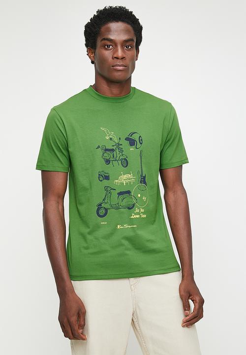 Ben Sherman W78235 Sketched Mod Zone Tee Shirt Green