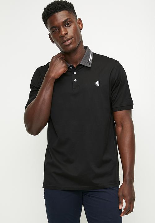 Pringle James Jacquard Collar Golfer Black