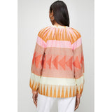 Izabel London Long sleeve Key Hole Button Through Blouse In Multi
