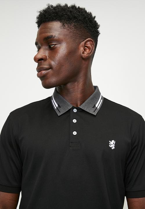Pringle James Jacquard Collar Golfer Black