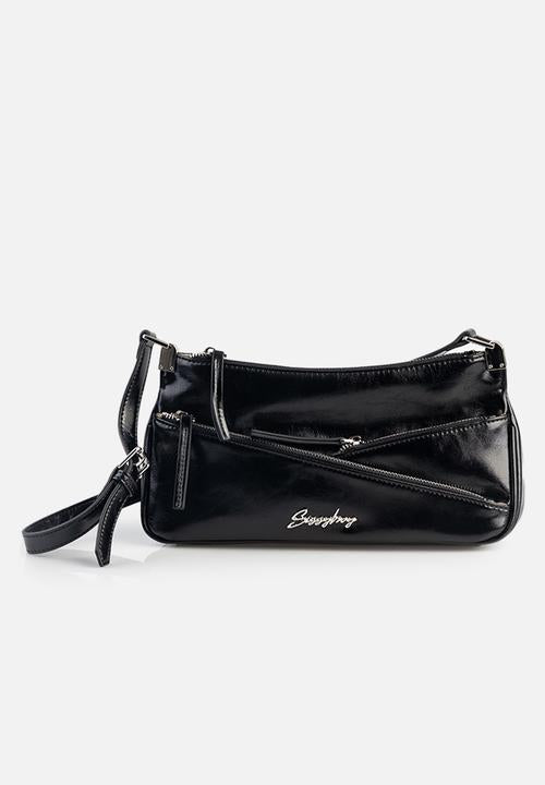 Sissyboy Bg536 Ladies Multi Zip Shoulder Bag Black