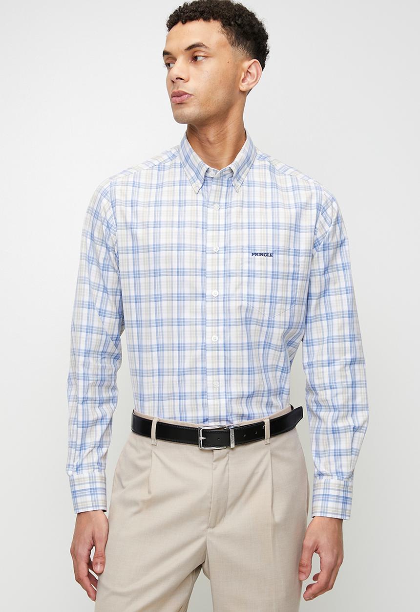 Pringle Mens Zola Long Sleeve Classic Shirt In Blue Multi
