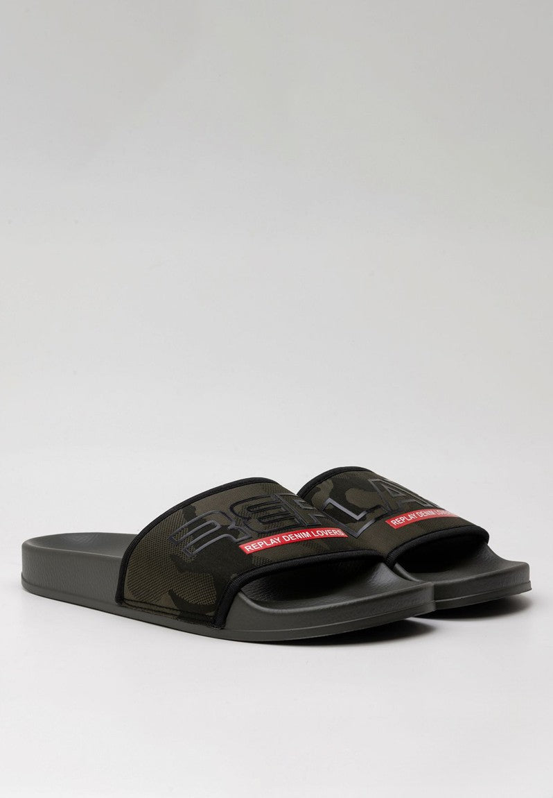 Replay Mens Up Lycra Slides  Black