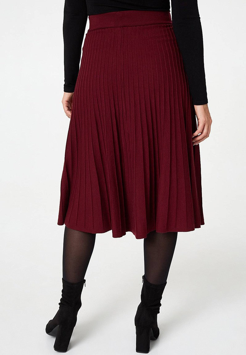 Stella Morgan High Waist Knitted A-Line Skirt In Wine