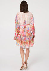 Mandi Womens Long Sleeve Easy Wearing Crepe Chiffon Dress In Multi