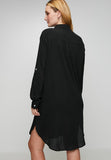 Izabel London Long sleeve Button Through Shirt Dress In Black