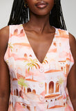 Mandi Womens Longer V-neck Printed Waistcoat In Coral