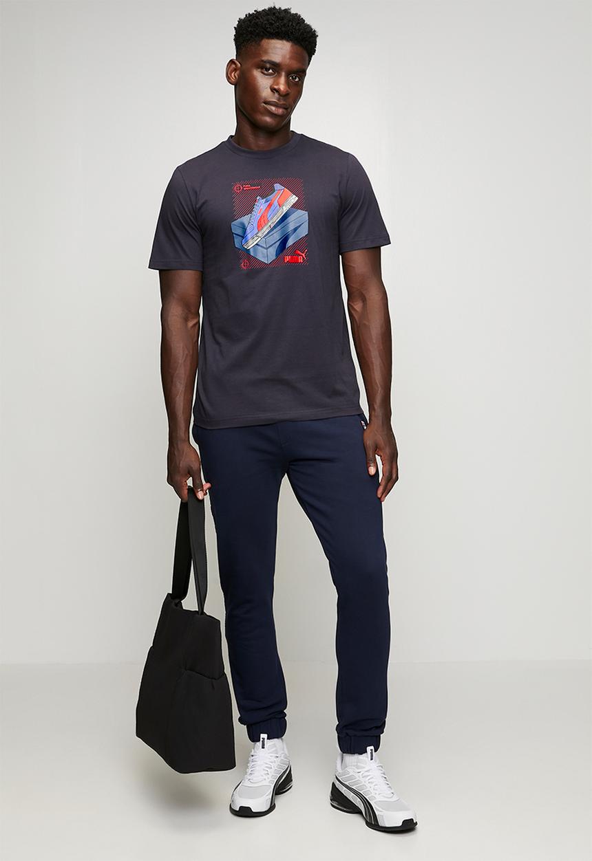 Puma Men Graphic Sneaker Tee M Navy