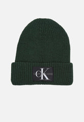Calvin Klein Monologo Patch Beanie In Thyme