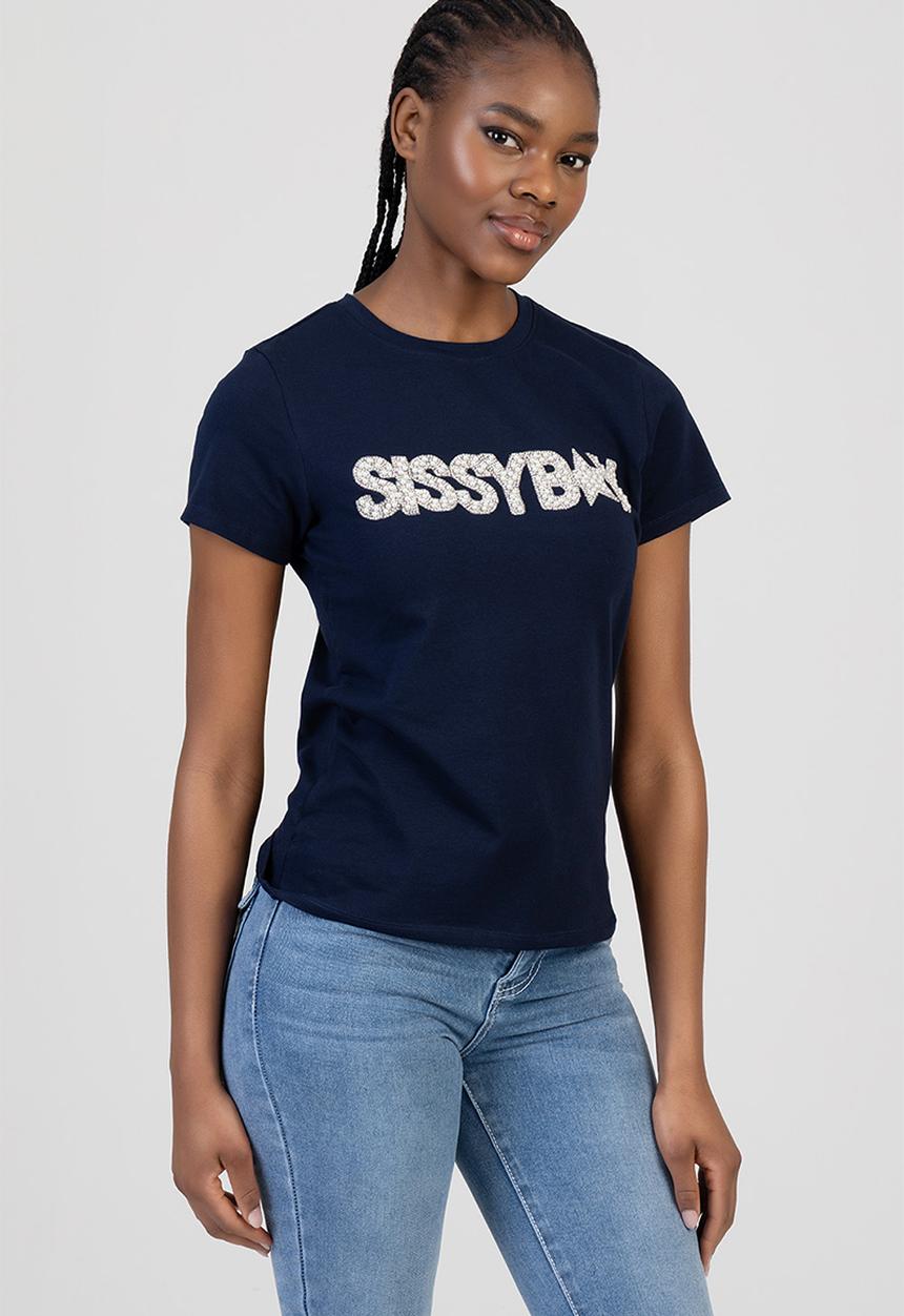 Sissy boy Ladies Star Girl Regular T-Shirt In Navy