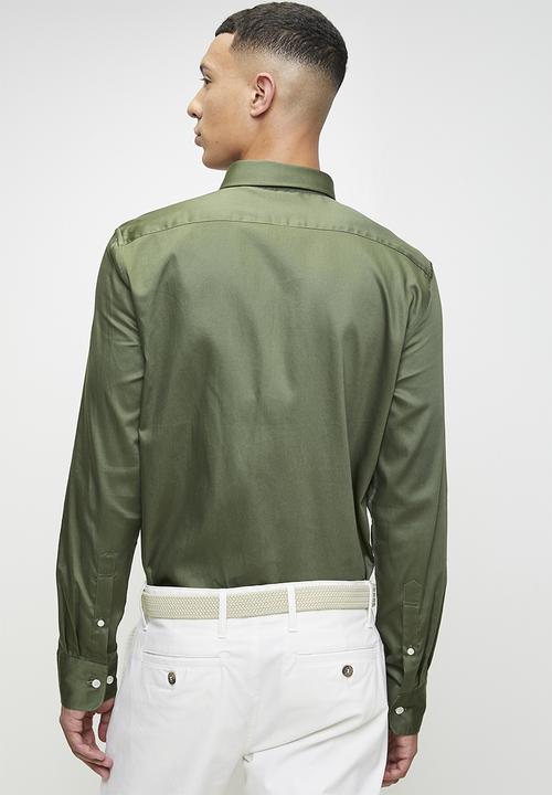 Polo Mens Essential Sateen Shirt In Fatigue