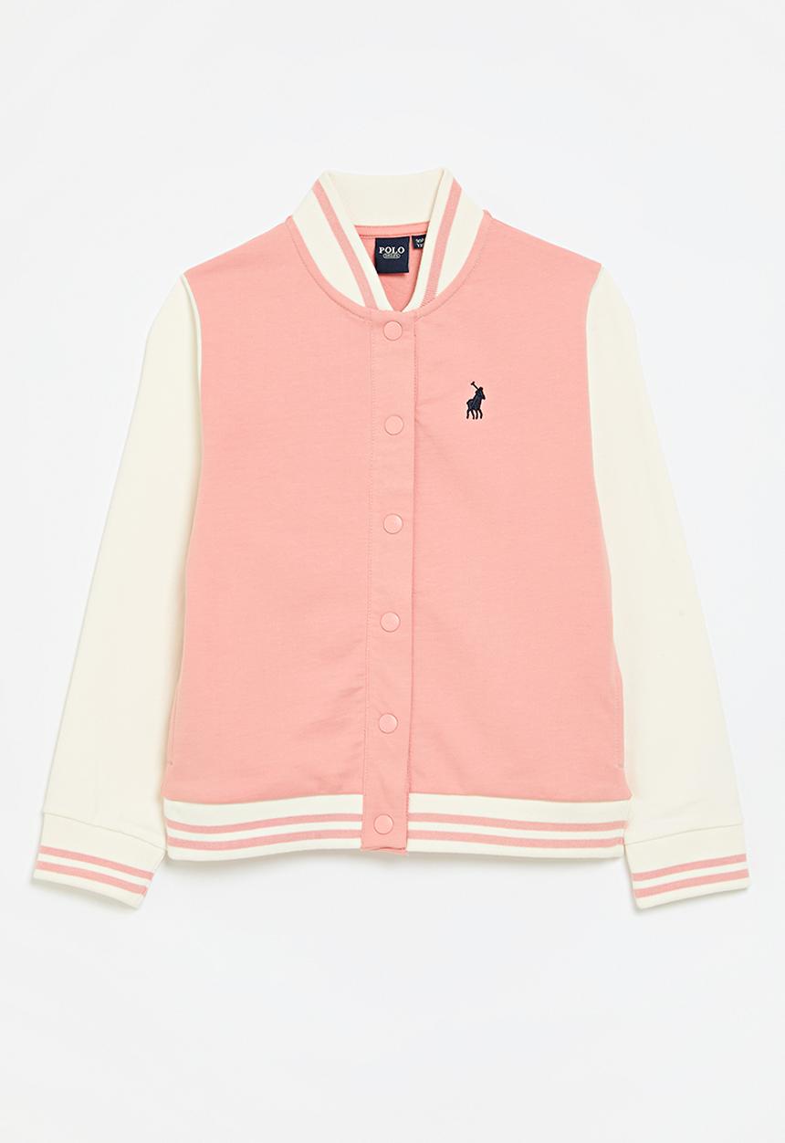 Polo Girls Kiara Baseball Sweater In Peach
