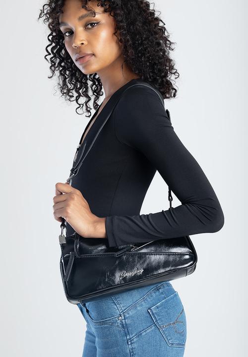 Sissyboy Bg536 Ladies Multi Zip Shoulder Bag Black