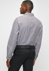 Pringle Mens Roger Gingham Tailored Shirt In Brown And Navy