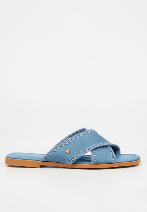 Miss Black Ladies Cream 2 Sandals In Blue