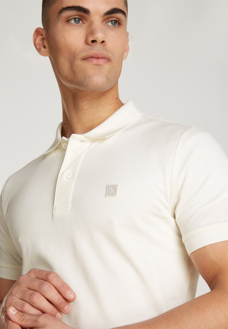 Calvin Klein J325269 Ck Embro Badge Slim Polo  Ivory