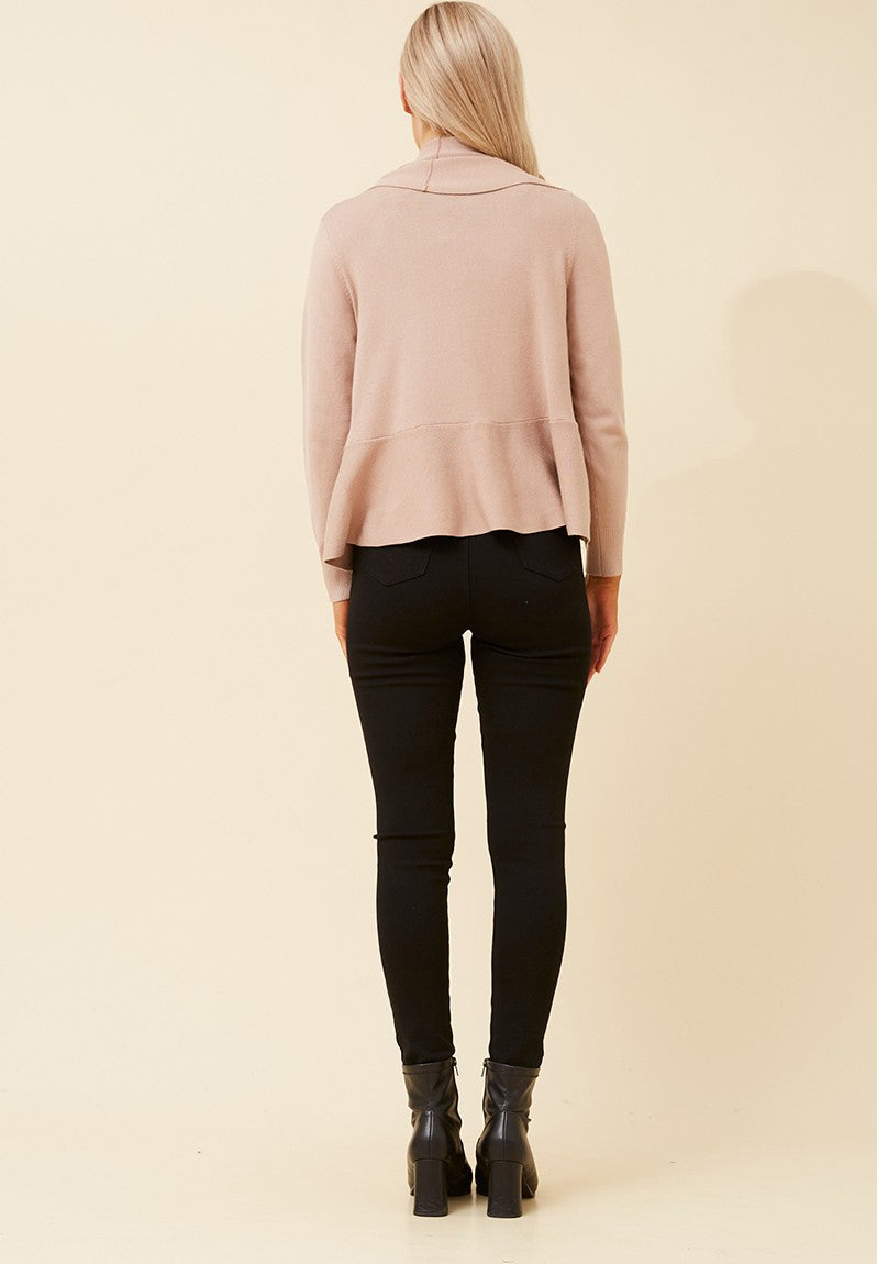 Stella Morgan Long Sleeve Waterfall Cardigan Sweater In Clay