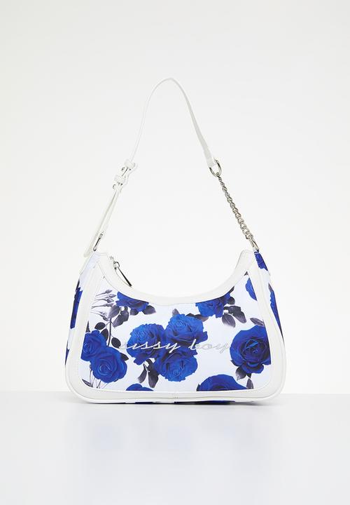 Sissyboy Ladies Blue Rose Printed Shoulder Bag
